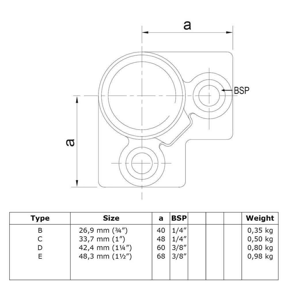 Buiskoppeling Drieweg kniestuk 90° - zwart-E / 48,3 mm